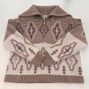 Cozy Patterned Sweater in Brown and Pink